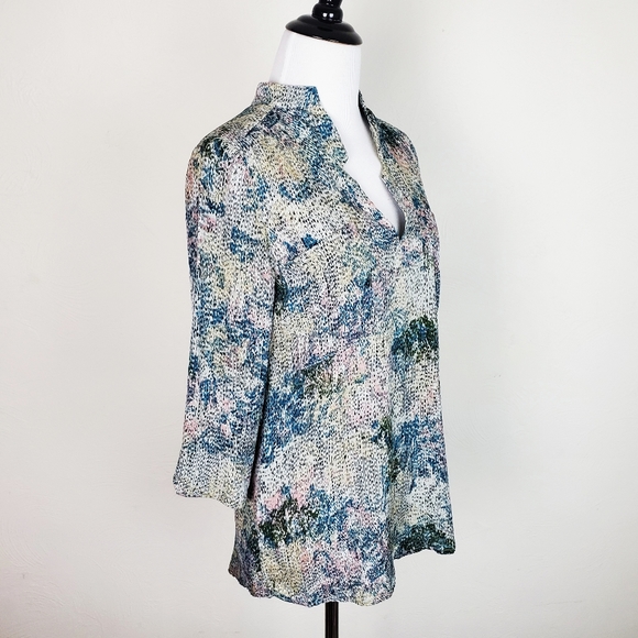 Rachel Mara Blouse Top Silk Abstract Impressionist Boho Cottagecore Artsy - Picture 2 of 10